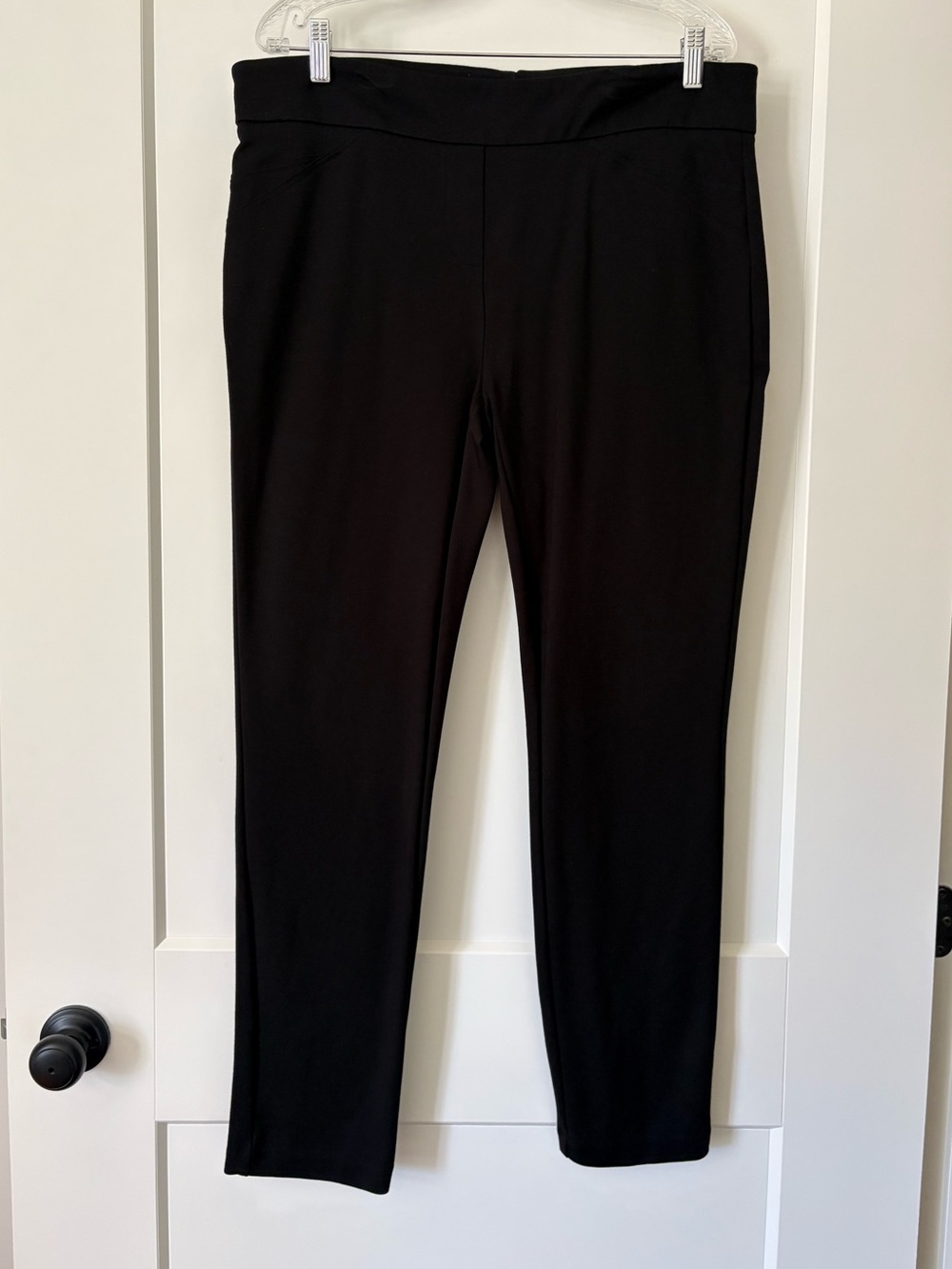 Dalia Black Pull-On Ponte Straight Leg Pants